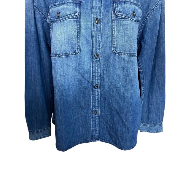 AG Adriano Goldschmied Denim Shirt Women S Blue Chambray Pockets Western Relaxed - Picture 7 of 12